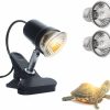 Reptiles & Amphibian Generic | Tortoise Heat Lamp Reptile 25W+50W Heating Spotlight Holder With Clip And Dimmable Switch, Include 2 Uva Uvb E26 Bulbs, Basking Sunlight Lamp For Reptiles Lizards Turtle Snakes, 360 Adjustable