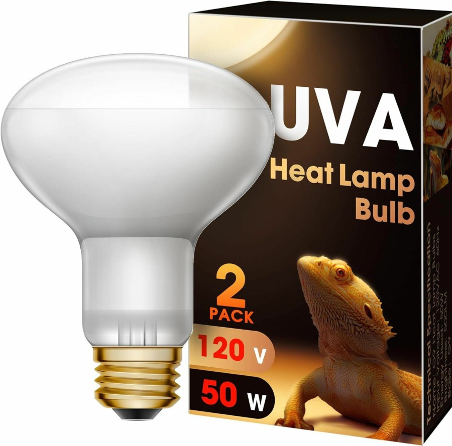 Reptiles & Amphibian Briignite | Briignite Heat Lamp Bulbs, Uva Reptile Light, Reptile Heat Lamp Bulbs E26 Base, 50W Basking Spot Bulb For Reptile, Full Spectrum Heat Light Bulb For Turtle Lizard Tank, Bearded Dragon, 1 Pack