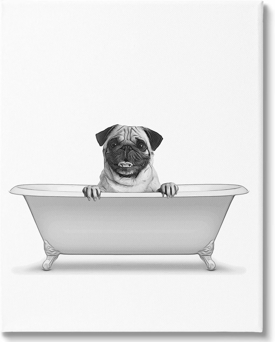 Reptiles & Amphibian Stupell Industries | Stupell Industries Pug Dog In Tub Bathroom Pet Canvas Wall Art, Design By Annalisa Latella