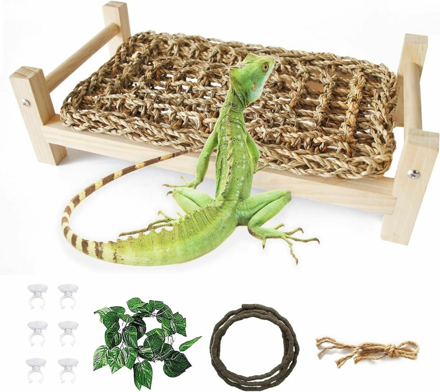 Reptiles & Amphibian kathson | Kathson Resin Reptile Pumpkin House Bearded Dragon Hammock Lizard Lounger 7.1 X 7.1In Reptiles Climbing Vines Leopard Gecko Tank Accessories Flexible Leaves Decor For Chameleon Snake Amphibians(5 Pcs)