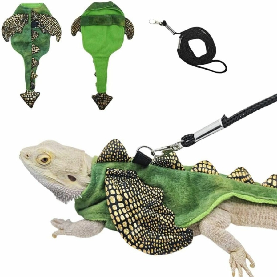 Reptiles & Amphibian KUNBIUH | Bearded Dragon Harness And Leash Adjustable Soft Halloween Costume Lizard Dinosaur Leash Harness Set With Wing Outdoor Walking Lead Control Rope For Bearded Dragon Reptiles Small Animals