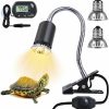 Reptiles & Amphibian LEDBOKLI | Ledbokli Reptile Heat Lamp Holder With Thermometer, 2 Heat Lamp Bulbs For Reptiles 25W 50W 110V Uva Uvb Heat Lamp For Reptiles Replacement E26 Heat Lamp Bulbs For Reptiles Turtle Lizard Snakes Chicken