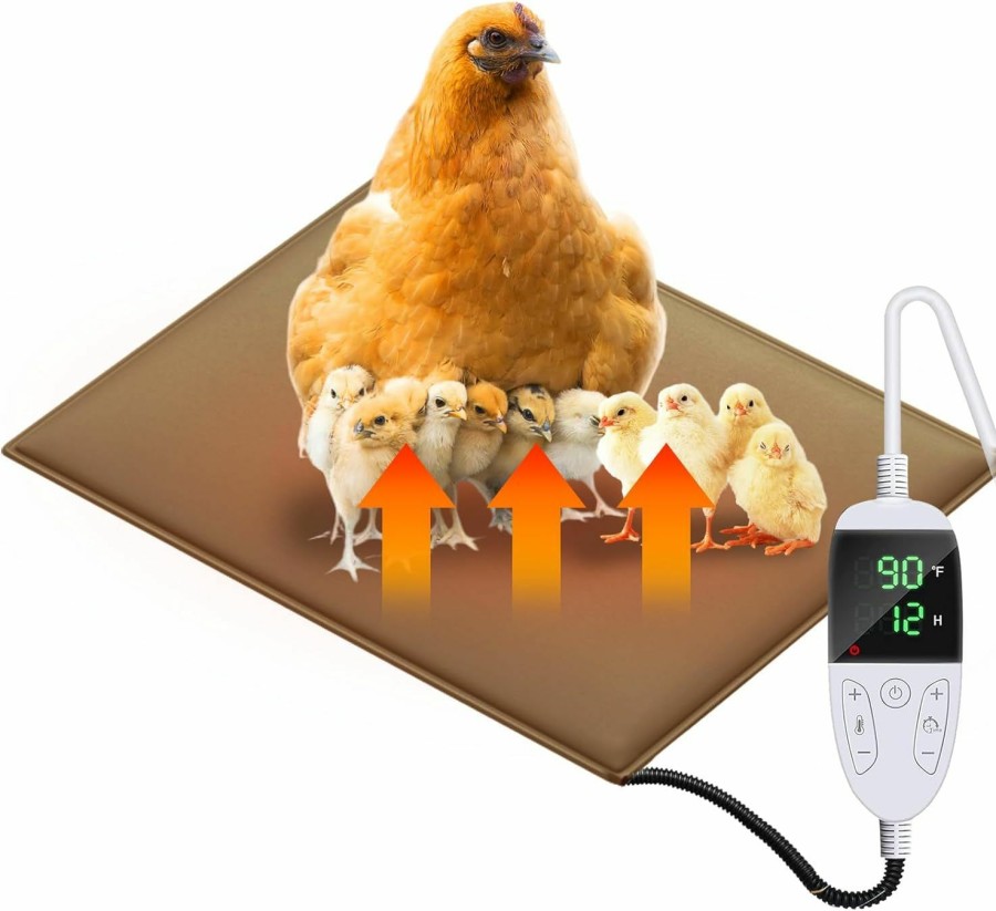 Reptiles & Amphibian WISMOIER | Wismoier Chicken Heating Pad Chick Brooder Pad Poultry Heated Mat Adjustable Digital Thermostat Brood Heater Warming Blanket With Timer Anti Bite Wire Warmer Bed For Small Animal 15.7 X 23.6 Inch