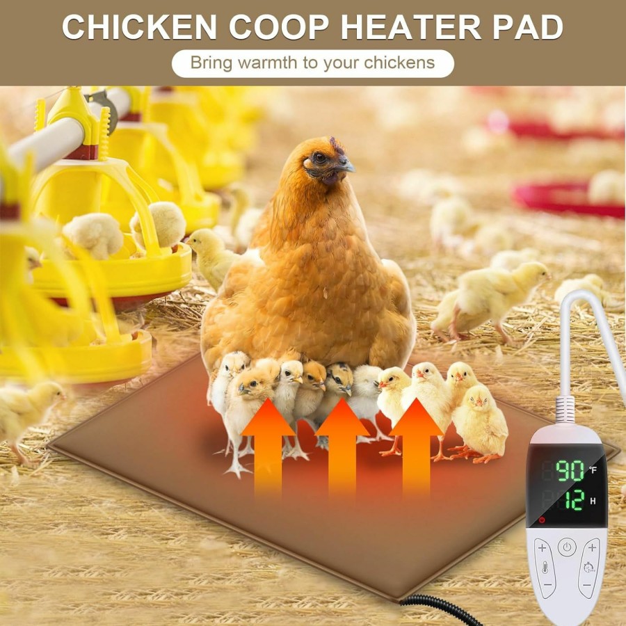 Reptiles & Amphibian WISMOIER | Wismoier Chicken Heating Pad Chick Brooder Pad Poultry Heated Mat Adjustable Digital Thermostat Brood Heater Warming Blanket With Timer Anti Bite Wire Warmer Bed For Small Animal 15.7 X 23.6 Inch