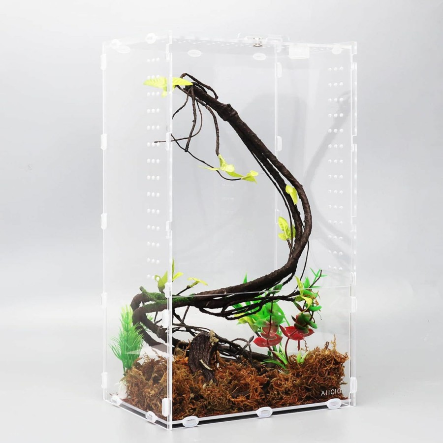 Reptiles & Amphibian Aiicioo | Micro Habitat Terrarium Enclosure 8X6X14 Inches Clear Acrylic Reptile Tank For Jumping Spiders Tarantula Insect Small Tree Dwelling Reptiles