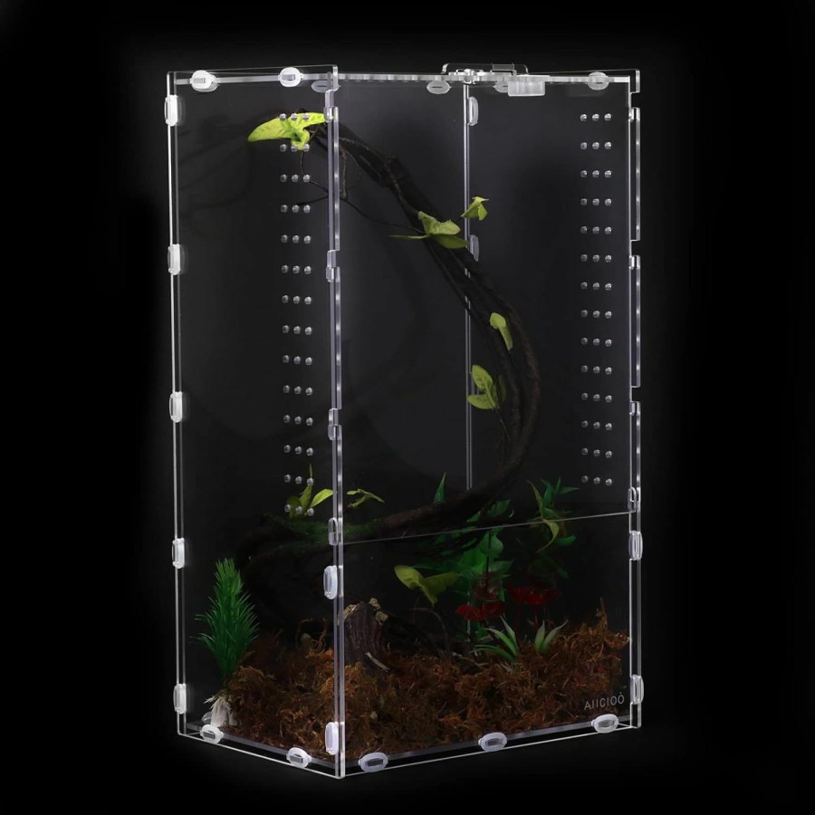 Reptiles & Amphibian Aiicioo | Micro Habitat Terrarium Enclosure 8X6X14 Inches Clear Acrylic Reptile Tank For Jumping Spiders Tarantula Insect Small Tree Dwelling Reptiles