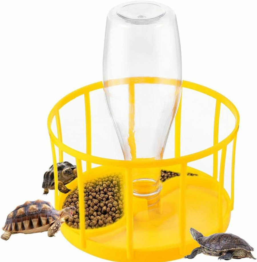 Reptiles & Amphibian TEHAUX | Tehaux Auto Feeder Reptile Water Bottle, Plastic Turtle Feeders Waterer Pet Dispenser Bottle Corner Food Water Feeding Dish Bowl For Lizard Tortoise Terrarium Reptile