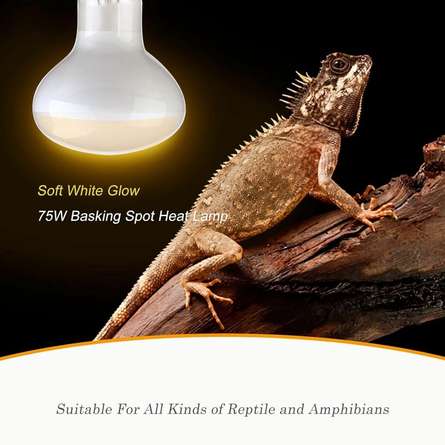 Reptiles & Amphibian WUHOSTAM | Wuhostam 2 Pack 75W Reptile Uva Infrared Heat Lamp,Basking Spot Bulb Soft White Light For Lizard,Tortoise,Bearded Dragon, Hedgehog,Reptiles And Amphibians