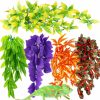 Reptiles & Amphibian WILLBOND | 5Pieces Artificial Reptile Plants Lifelike Reptiles Terrarium Leaves Plastic Reptile Habitats Plant Amphibian Hanging Terrarium Plants Decorations With Suctioncups For Hermit Crab Lizards Geckos Snake