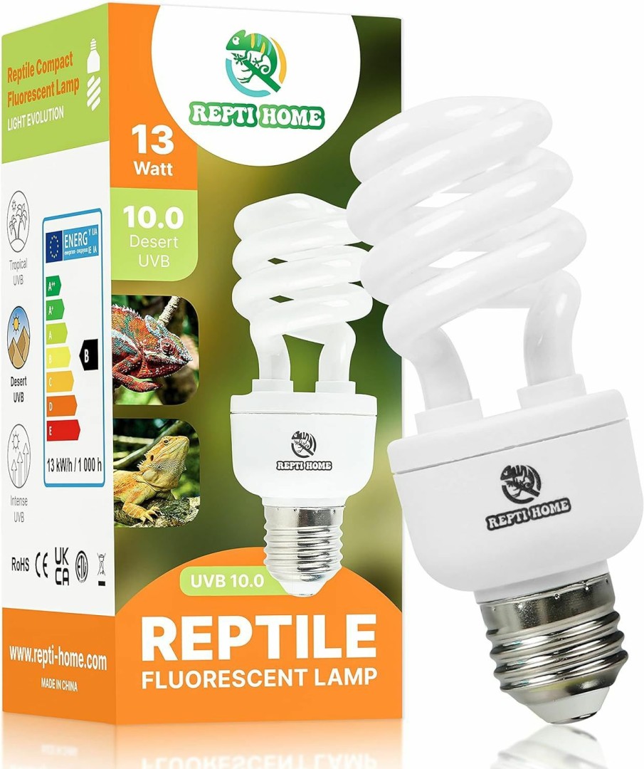 Reptiles & Amphibian REPTI HOME | Repti Home Uvb Reptile Light 5.0, 26W Tropical And Sub-Tropical Uva Uvb Bulb For Reptiles, Tropical Terrarium Compact Fluorescent Lamp, Reptile Uvb Light Bulb For Chameleons, Iguanas, And Turtles