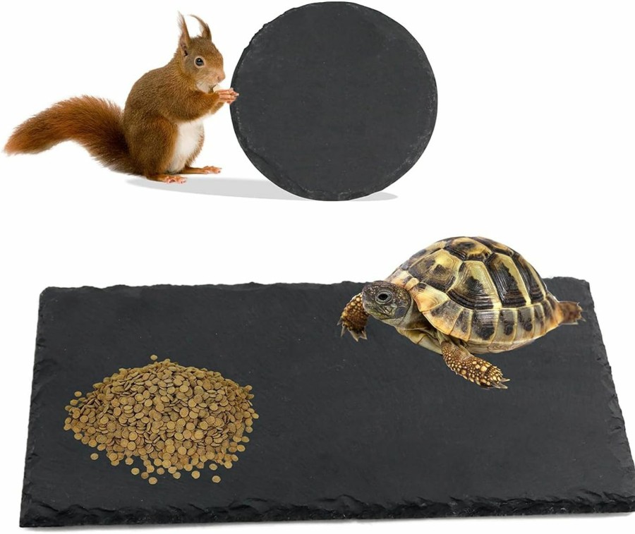 Reptiles & Amphibian Linifar | Linifar 2 Pack Reptile Basking Platform Rock, Tortoise Slate Feeding Dish & Food Bowl Resting Terrace Grinding Nail Habitat Accessories Supplies For Lizard Bearded Dragon Crested Gecko Chameleon