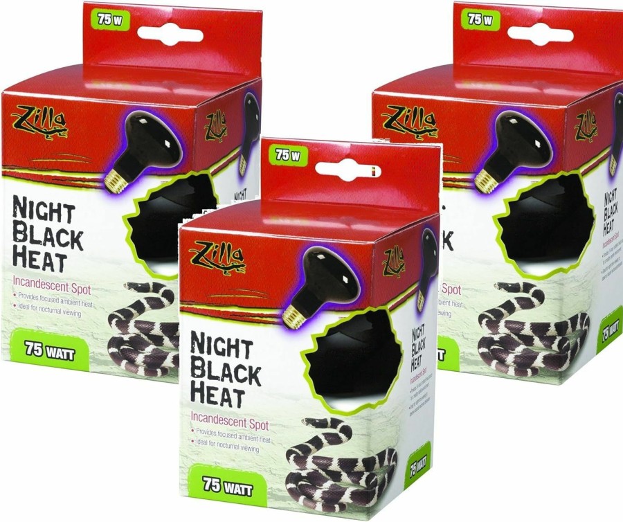 Reptiles & Amphibian Zilla | Zilla Night Black Incandescent Spot Heat Bulb 75 Watt (3 Pack)