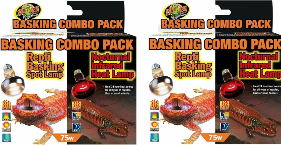 Reptiles & Amphibian Zoo Med | Zoo Med 2 Pack Of Day/Night Light Basking Combo Pack, Each Pack Contains 1 Day And 1 Night Bulb