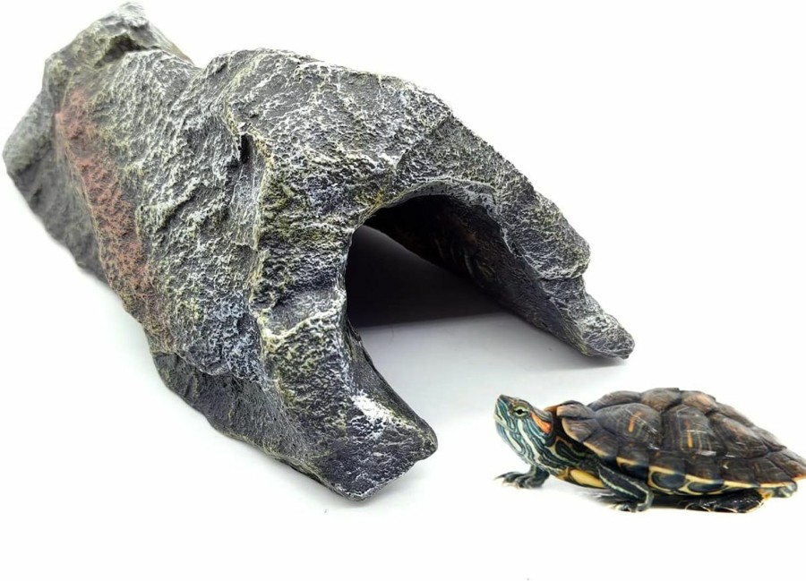 Reptiles & Amphibian BNOSDM | Bnosdm Reptile Rock Hide Cave Hideout, Terrarium Decor Resin Habitat Aquarium Tank Accessories Hideout For Lizards Turtles Gecko Leopard