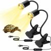 Reptiles & Amphibian LIZUSXP | Reptile Heat Lamp, Turtle Lamp With Clamp, 360 Adjustable Rotatable Tortoise Habitat Aquarium Basking Lamp With Timer, 94.5In Cord Turtle Light For Lizard Chameleon Plant(No Bulb)