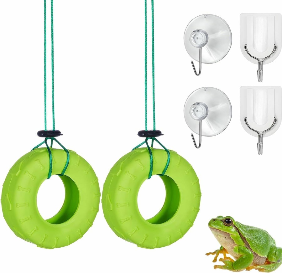 Reptiles & Amphibian Liliful | Liliful 2 Sets Of Miniature Climbing Swing With Suction Cup Hook Tire Swing Tank Accessories Climb Toy For Bird Habitat Reptile Amphibian Crustacean