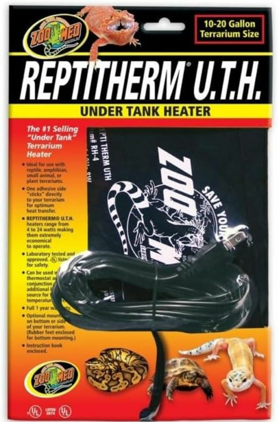 Reptiles & Amphibian Zoo Med | Zoo Med Repti Therm Under Tank Reptile Heater 8 Watts - 8\" Long X 6\" Wide (10-20 Gallons) - Pack Of 2