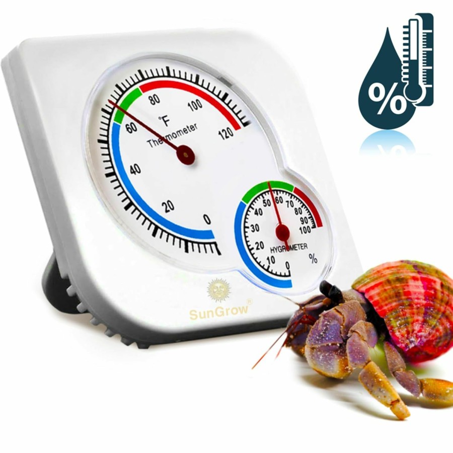 Reptiles & Amphibian SunGrow | Sungrow Hermit Crab Humidity And Temperature Reader, Black Analog Thermometer And Hygrometer For Terrariums, Color-Coded Sections, Measures In Fahrenheit And Percent, 1 Pc Per Pack