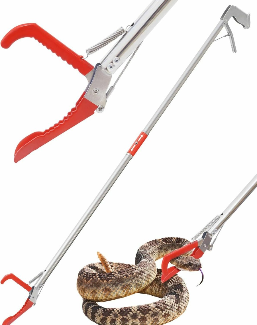 Reptiles & Amphibian ZOTO | Zoto 47\" Snake Grabber Tool, Collapsible Snake Catcher Tongs, Professional Reptile Grabber Rattle Wide Jaw Handling Tool With Lock For Rattlesnake