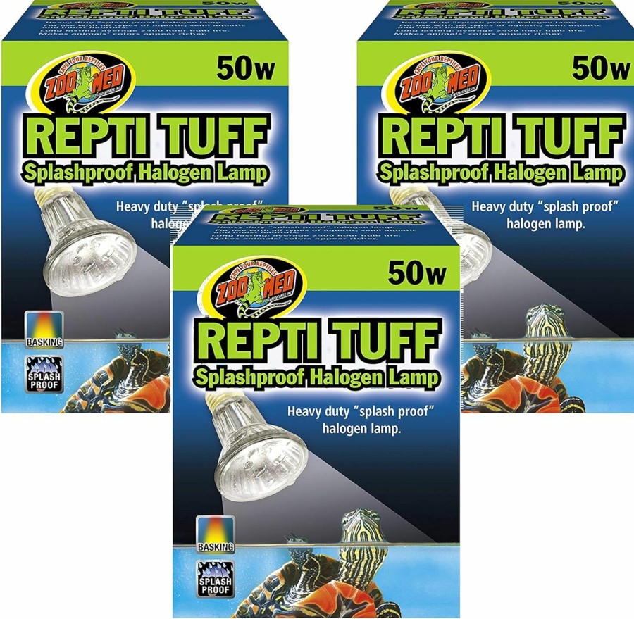 Reptiles & Amphibian Zoo Med | Zoo Med Repti Tuff Splashproof Halogen Lamps 50 Watts (3 Pack)