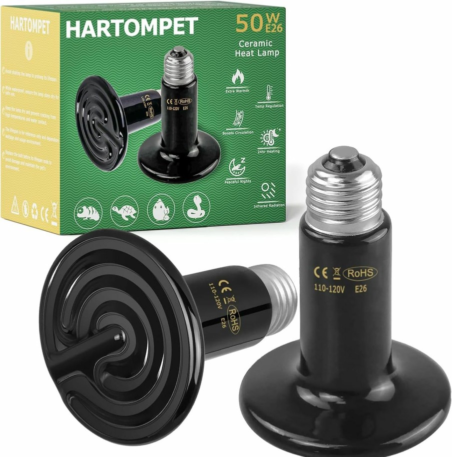 Reptiles & Amphibian HARTOMPET | Hartompet 100W Ceramic Heat Emitter - Black Reptile Heat Bulb - No Light Infrared Reptile Heat Lamp For Lizards, Dogs, Cats - Ideal For Terrariums And Pet Brooder Coop Heating