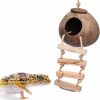 Reptiles & Amphibian Besimple | Gecko Coconut Husk Hut, Bird Hut Nesting House Hideouts With Ladder, Coco Texture Provide Food, Durable Cave Habitat With Hanging Loop For Leopard Gecko, Reptiles, Amphibians And Small Animals