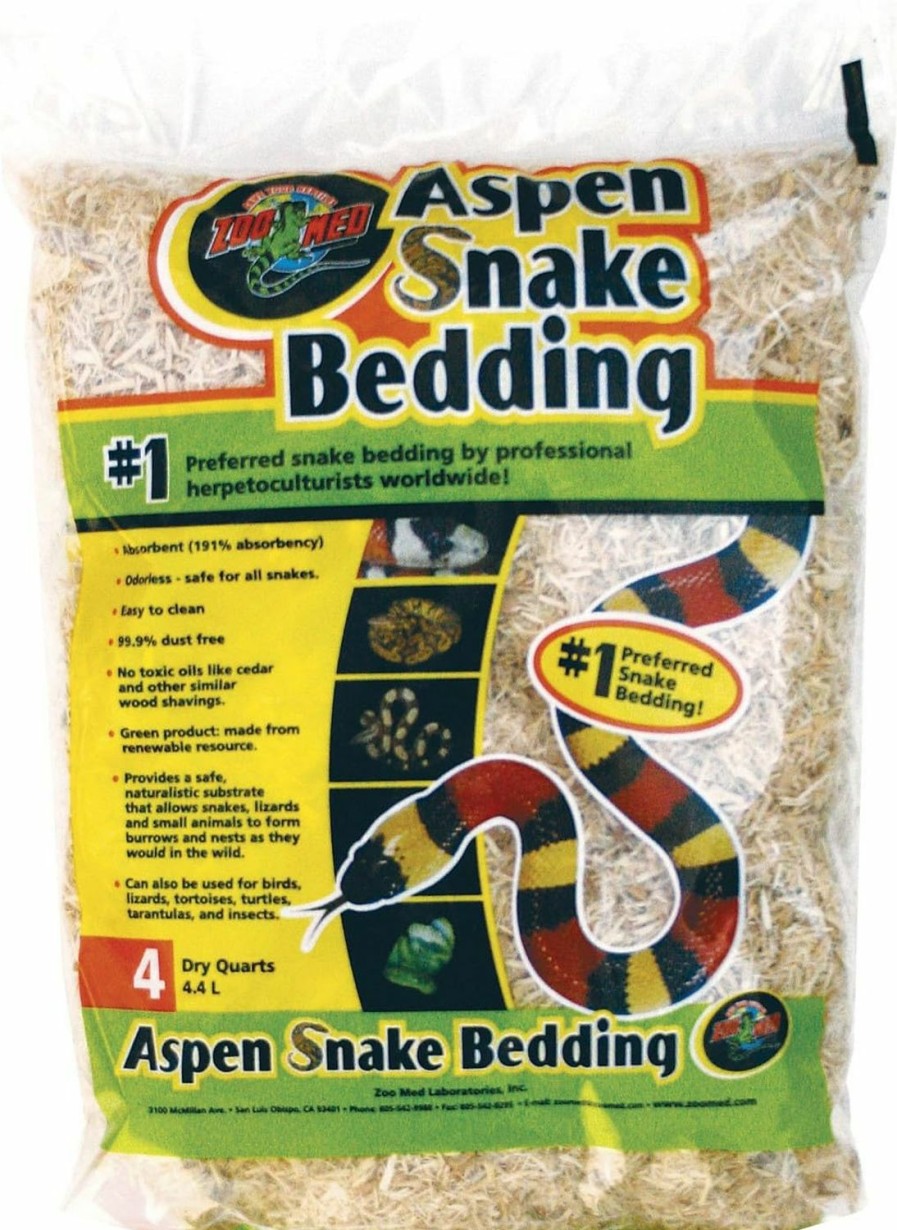 Reptiles & Amphibian Zoo Med | Zoo Med Laboratories Inc-Aspen Snake Bedding- Natural 4 Quart