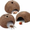 Reptiles & Amphibian DQITJ | Dqitj 3 Pack Hermit Crab Hideout, Natural Coconut Shells Hut For Spider Hermit Crab Gecko Turtle Small Reptile Fish Tank Aquarium