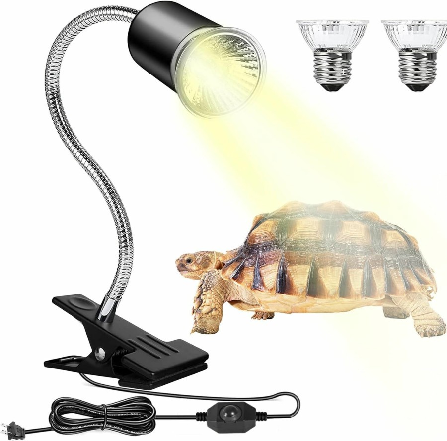 Reptiles & Amphibian POTRAS | Potras Reptile Heat Lamp: Yellow Light Turtle Lamp, Reptiles Light Fixture, Gooseneck Heat Lamp Stand, 360 Rotation Tortoise Heat, Iguana Basking Spot Lamp