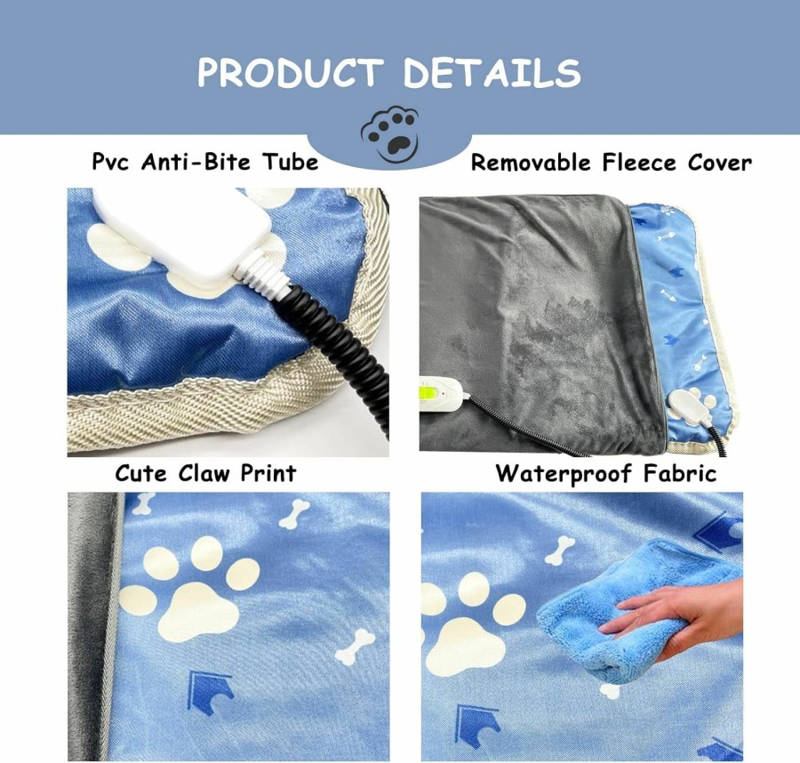 Reptiles & Amphibian Acsist | Acsist Pet Heating Pad For Cats Dogs, 3 Adjustable Temperature Dog Cat Heating Pad, Waterproof Heated Dog Cat Bed With Soft Plush Cover Indoor Pet Heating Pads For Cats Dogs Small Pets, 27.6\" X 17.7\"