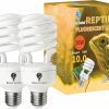 Reptiles & Amphibian Bluex Bulbs | 2 Pack 13-Watt Reptile Bulb Desert Uva Uvb Light - 10.0 Uvb Reptile Light - Compact Florescent Terrarium Bulb Suitable For Desert Reptiles Lizards Bearded Dragons Tortoises Cfl Uvb Bulb (13 Watt 10.0)