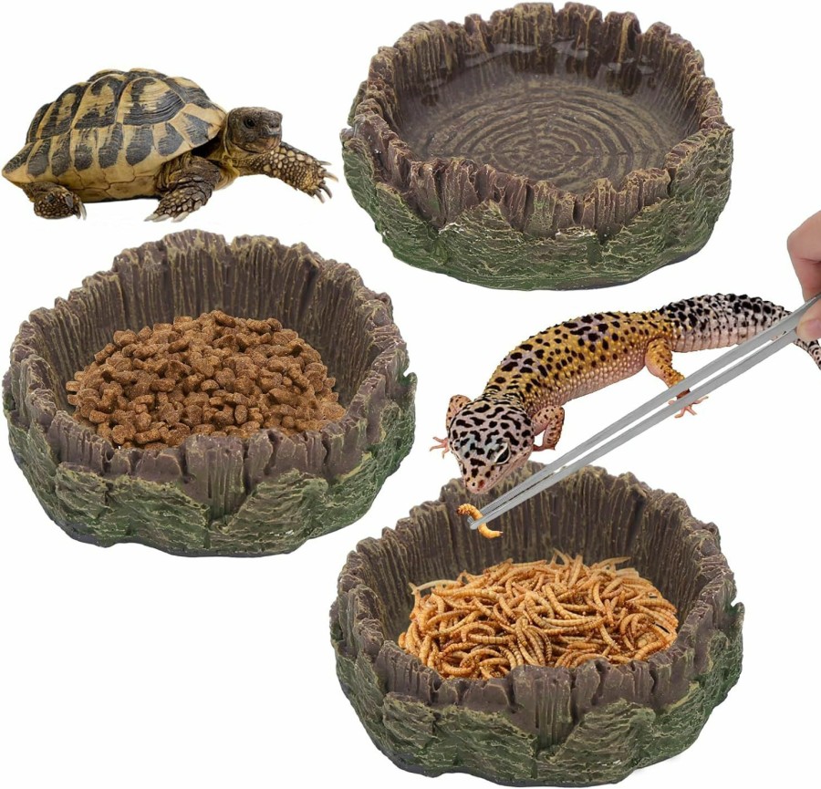 Reptiles & Amphibian Sankoly | Leaf Shape Reptile Food Water Bowl 2 Pieces Reptile Plate Dish Drinking Bowl For Tortoise Corn Snake Crawl Pet Drinking And Eating, 2 Sizes