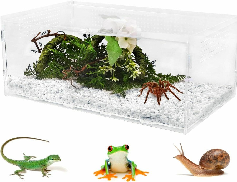 Reptiles & Amphibian U0U | U0U Jumping Spider Enclosure,4\"X 4\" X 8\" Acrylic Reptile Enclosure,Magnetic Arboreal Tarantula Habitat Enclosure For Gecko Praying Mantis Snail And Frog (4\"X 4\" X 8\")