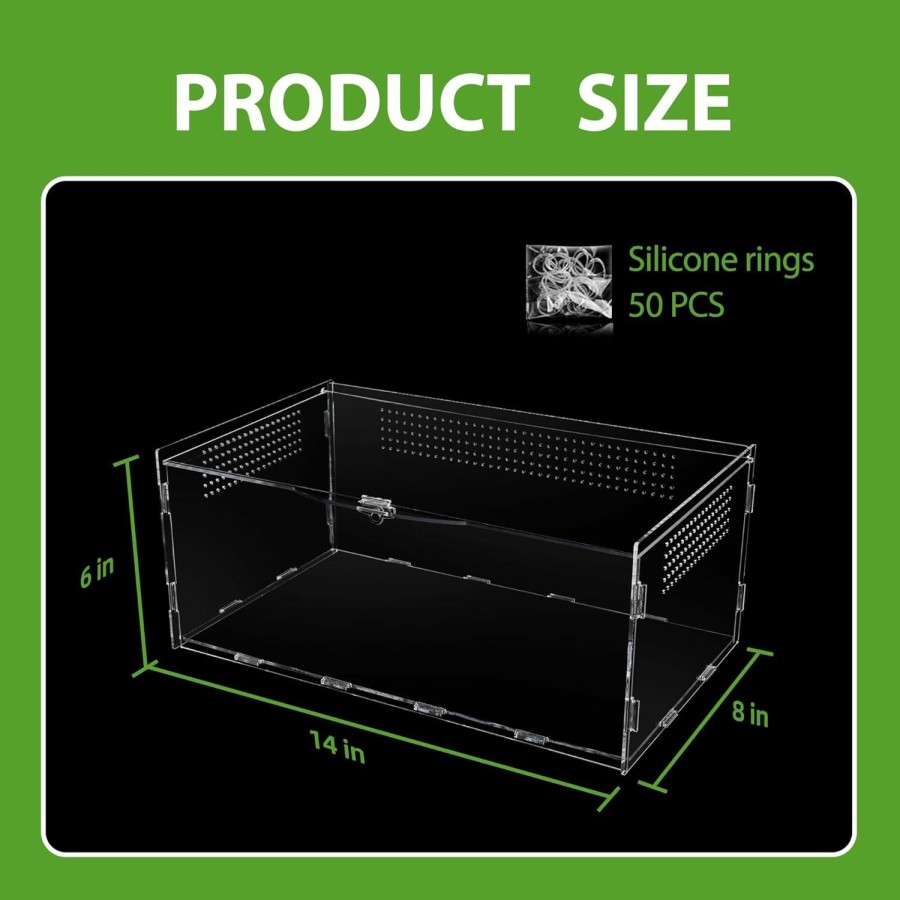 Reptiles & Amphibian U0U | U0U Jumping Spider Enclosure,4\"X 4\" X 8\" Acrylic Reptile Enclosure,Magnetic Arboreal Tarantula Habitat Enclosure For Gecko Praying Mantis Snail And Frog (4\"X 4\" X 8\")