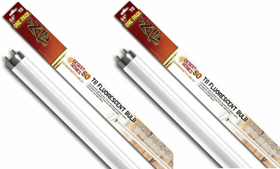 Reptiles & Amphibian Zilla | (2 Pack) Zilla 24-Inch Desert 50 Uvb T8 Fluorescent Bulb, 17-Watt Each