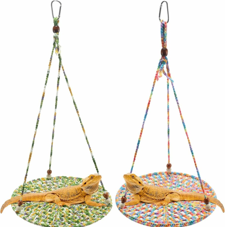 Reptiles & Amphibian Wesiti | Wesiti 2 Pcs Bearded Dragon Hammock Summer Reptile Hanging Bed Swing Bearded Dragon Toys Cotton Lizard Reptile Hammock Bearded Dragon Tank Accessories For Leopard Gecko (Fresh Color,10 Inch)