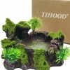 Reptiles & Amphibian TIHOOD | Tihood Plastic Reptile Tank Decor Resin Reptile Platform Artificial Tree Trunk Design Reptile Food Dish Food Bowl For Lizard, Gecko, Water Frog, Other Reptile