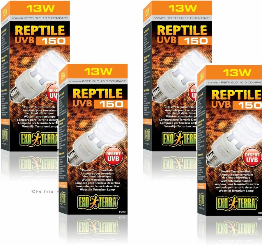 Reptiles & Amphibian Exo Terra | (4 Pack) Exo Terra Repti-Glo 10.0 Compact Fluorescent Desert Terrarium Lamps, 13 Watt