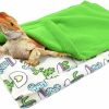 Reptiles & Amphibian Dnoifne | Dnoifne Reptile Sleeping Bag, Reptile Pets' Sleeping Bag Set With Pillow And Blanket, Hideout Habitat With Soft Warm For Bearded Dragon Leopard Gecko Lizard (Green Blanket)