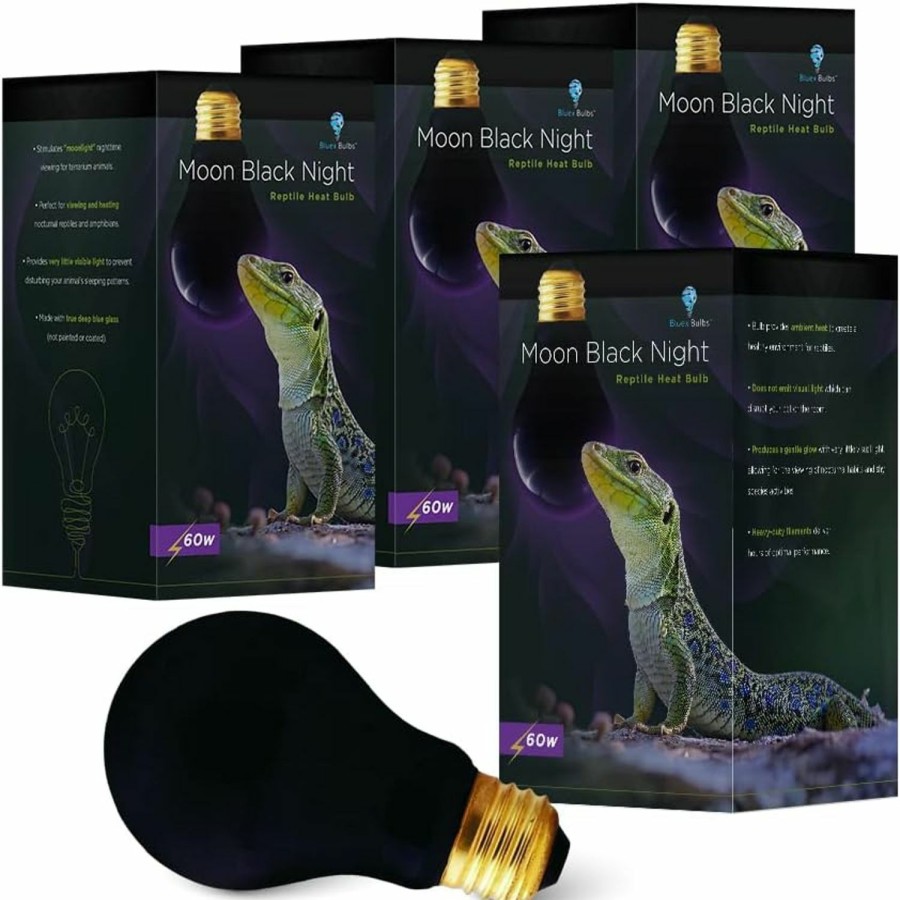 Reptiles & Amphibian Bluex Bulbs | Bluex Bulbs 4 Pack A19 40W Uva Blue Day Light Reptile Heat Bulb - E26 Base Delivers Daytime Light For Lizards Turtles Snakes Bearded Dragons Geckos - Promotes Natural Behavior Basking Heat Lamp Bulbs