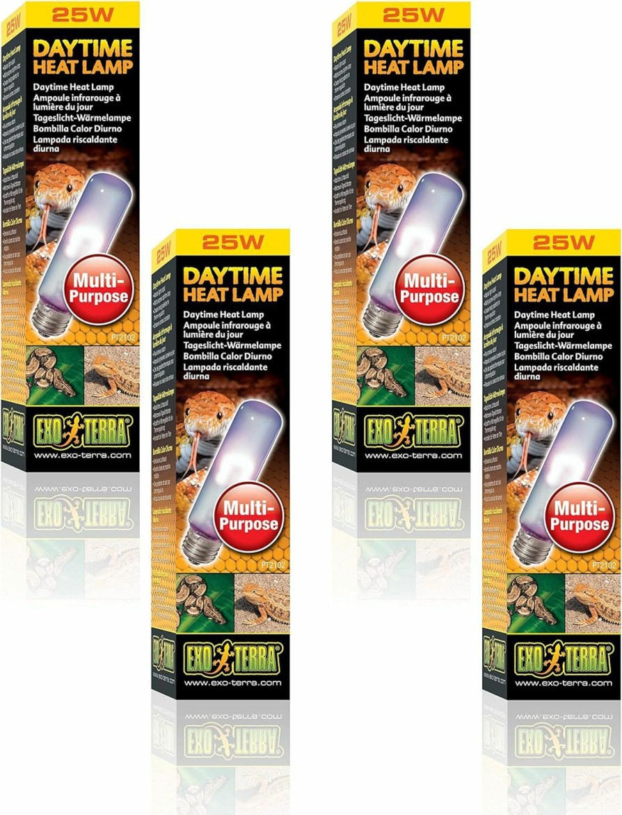 Reptiles & Amphibian Exo Terra | Exo Terra 4 Pack Of Daytime Heat Lamps, 25 Watts, Broad Spectrum Light Bulb For Reptiles And Plants