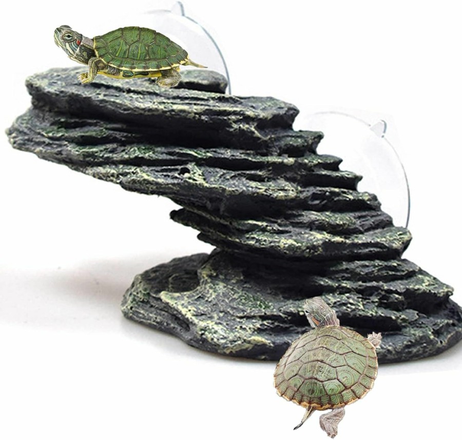 Reptiles & Amphibian kathson | Kathson Turtle Basking Platform Tortoise Dock Aquarium Landscape Decorative Climbing Ramp Shale Small Stone Ornament Rock For Frogs, Newts