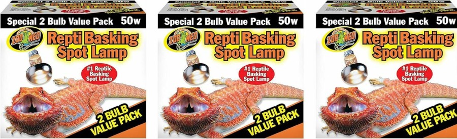 Reptiles & Amphibian Zoo Med | Zoo Med Reptile Basking Spot Lamp 50 Watt - 6 Bulbs Total (3 Packs With 2 Per Pack)