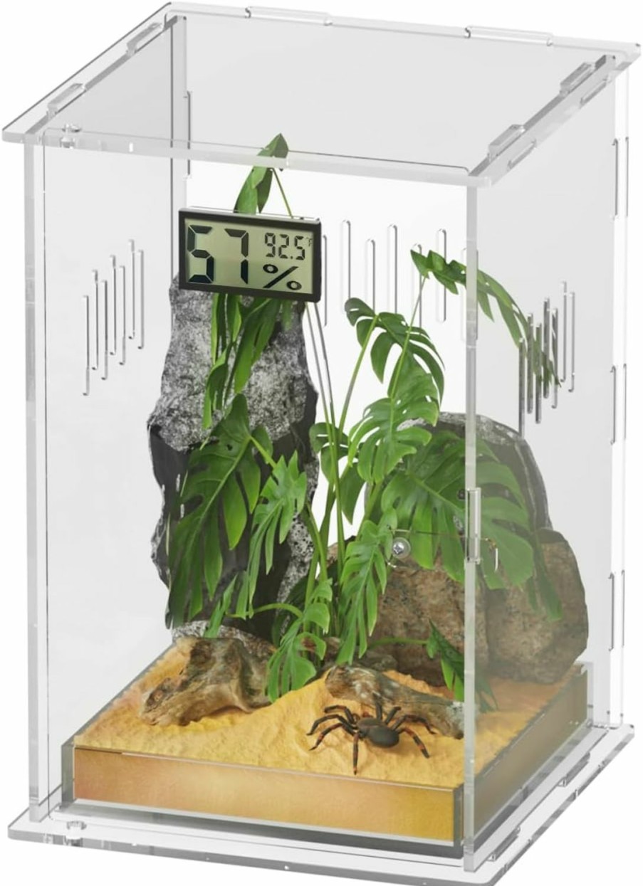 Reptiles & Amphibian Ghims | Reptile Terrariums, With Temperature Hygrometer, 11.8\"X7.9\"X5.9\" Acrylic Reptile Breeding Box Terrarium Cage Tank For Small Reptile Insect Home Office