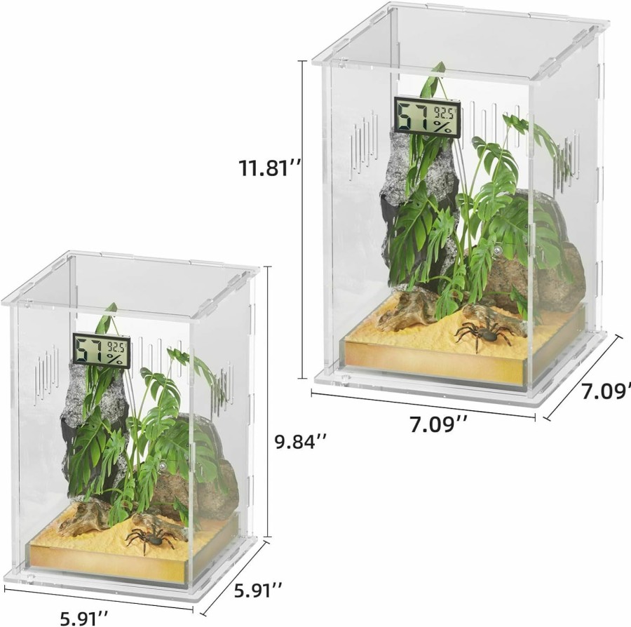 Reptiles & Amphibian Ghims | Reptile Terrariums, With Temperature Hygrometer, 11.8\"X7.9\"X5.9\" Acrylic Reptile Breeding Box Terrarium Cage Tank For Small Reptile Insect Home Office