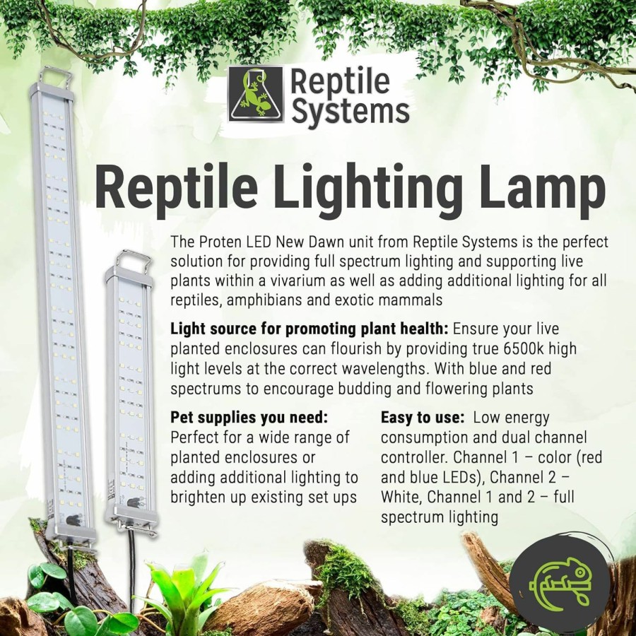 Reptiles & Amphibian Reptile Systems | Proten New Dawn Led Lamp: 6500K, 21Watt, 24-36 Inches. Full Spectrum Led Luminaire Lighting For Natural Plant Growth In Terrariums, Vivariums, Hydroponics & Aquaponics