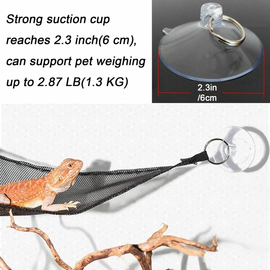 Reptiles & Amphibian Lucky Interests | Lucky Interests 4 Pcs Reptile Hammock Lounger, Lizard Hammock With Strong Suction Cup Triangle Bearded Dragon Lounger For Iguanas Geckos Lizards Anoles Snakes With 4 Reptile Food Bowl (Green, Black)