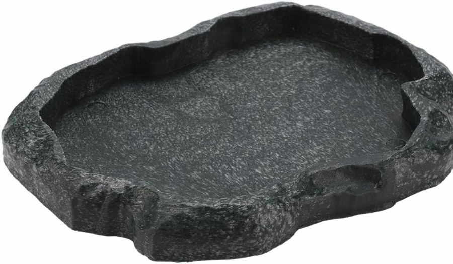 Reptiles & Amphibian Zerodis | Zerodis Reptile Feeder, Reptile Food Bowl, Abs Resin, Durable, Rock Texture, Terrarium Decor, Water Dish, For Leopard, Tortoise, Lizard