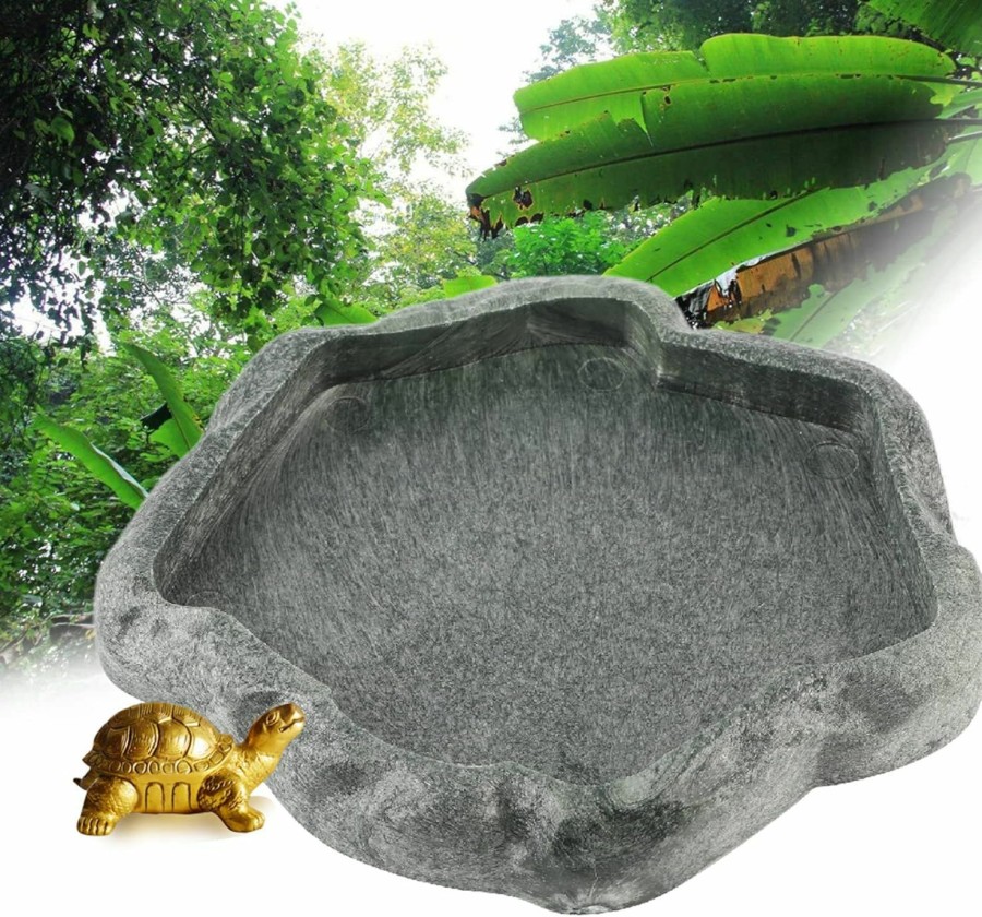 Reptiles & Amphibian Zerodis | Zerodis Reptile Feeder, Reptile Food Bowl, Abs Resin, Durable, Rock Texture, Terrarium Decor, Water Dish, For Leopard, Tortoise, Lizard