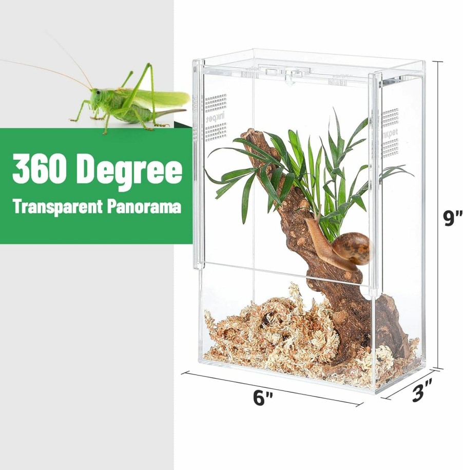 Reptiles & Amphibian INKPET | Reptile Terrarium Tank, Inkpet 9''X6''3''Aquarium Breeding Tarantula Habitat Box For Gecko Hermit Crab Small Animal Pets(No Assembly Required)